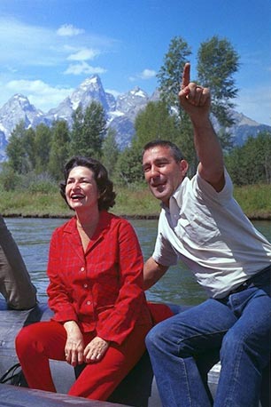 Stewart Udall, then Secretary of the Interior, and Lady Bird Johnson in Grand Teton National Park, in 1964, the year before the Land and Water Conservation Fund was created. The LWCF later paid for acquiring inholdings within the park.