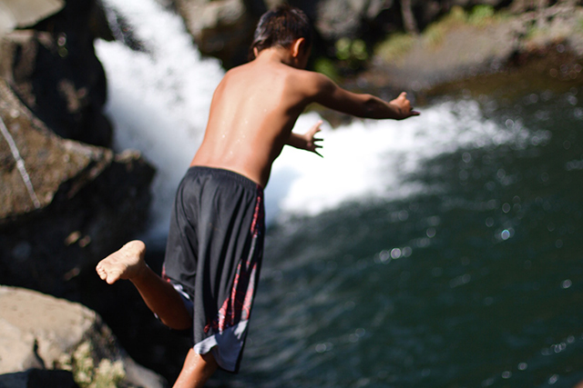  At the salmon challenge, the Winnemem trace the path of the Chinook as it would swim up the three waterfalls on the McCloud River to spawn and regenerate. “When the salmon come back to the river, that’s when things will be good for us again. Until then we will continue to work on that pathway for the salmon to come back,” said Chief Sisk. (Rucha Chitnis)