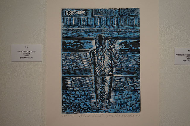 “18th Street Blue Line,” 2008 linocut print by Jose Guerrero. Print by Jose Guerrero. (Photo: J Burger)