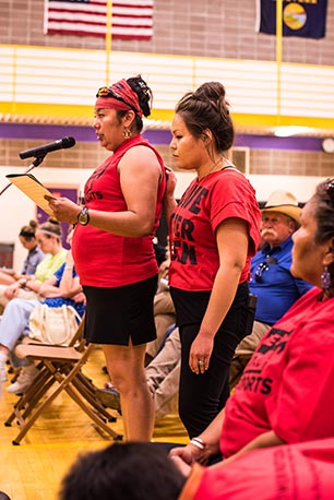 Surface Transportation Board public hearing on the proposed Tongue River Railroad in Ashland, Montana. (Photo by Alexis Bonogofsky)