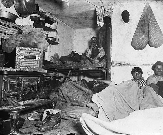 Jacob A. Riis, Lodgers in a Crowded Bayard Street Tenement—Five Cents a Spot, 1889. (Credit: Museum of the City of New York)