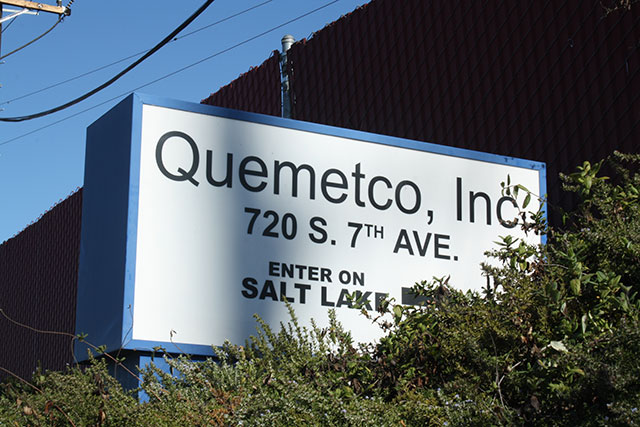 Outside of Quemetco lead-acid battery recycling facility in the City of Commerce, Los Angeles. (Photo: Daniel Ross)