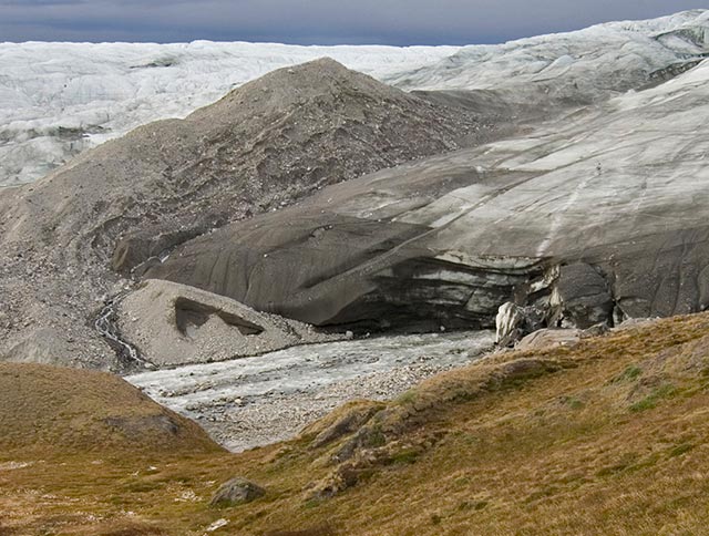 An underice river emerges near the west cost of Greenland ice sheet at Point 660, near the Arctic Circle. (Photo: Bruce Melton)