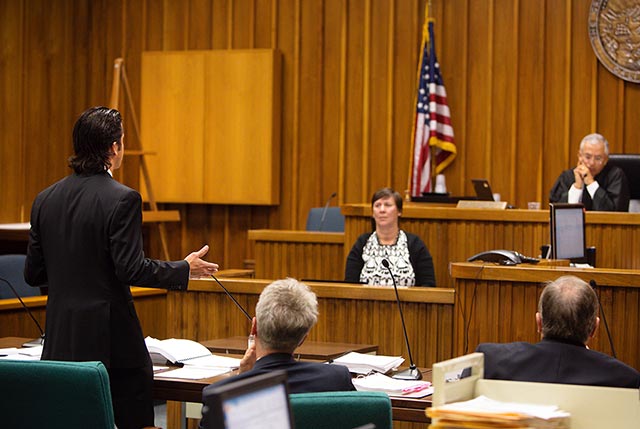 Earthjustice attorney Greg Loarie speaks during Pesticide Action Network North America v. California Department of Pesticide Regulation at the Superior Court in Oakland, California, on April 10. (Photo: Chris Jordan-Bloch / Earthjustice)