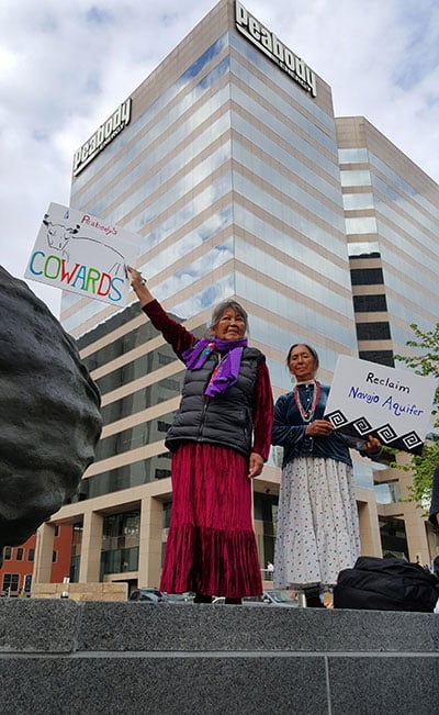 Two elders from Black Mesa stand against Peabody. (Photo: Kelly Hayes)