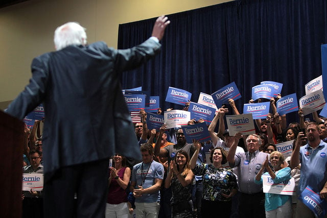 Presidential candidate Bernie Sanders speaks with supporters at a town meeting at the Phoenix Convention Center in Phoenix, Arizona, on July 18, 2015. Sanders recently swept the West Virginia Democratic primary, winning 51.4% of the vote. (Photo: Gage Skidmore)