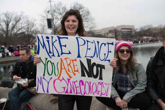 This is Maggie's first protest and she’s looking forward to more, she works in the healthcare industry and is concerned that the people she works with will be adversely effected by the removal of ACA. (Photo: Zach Roberts) 
