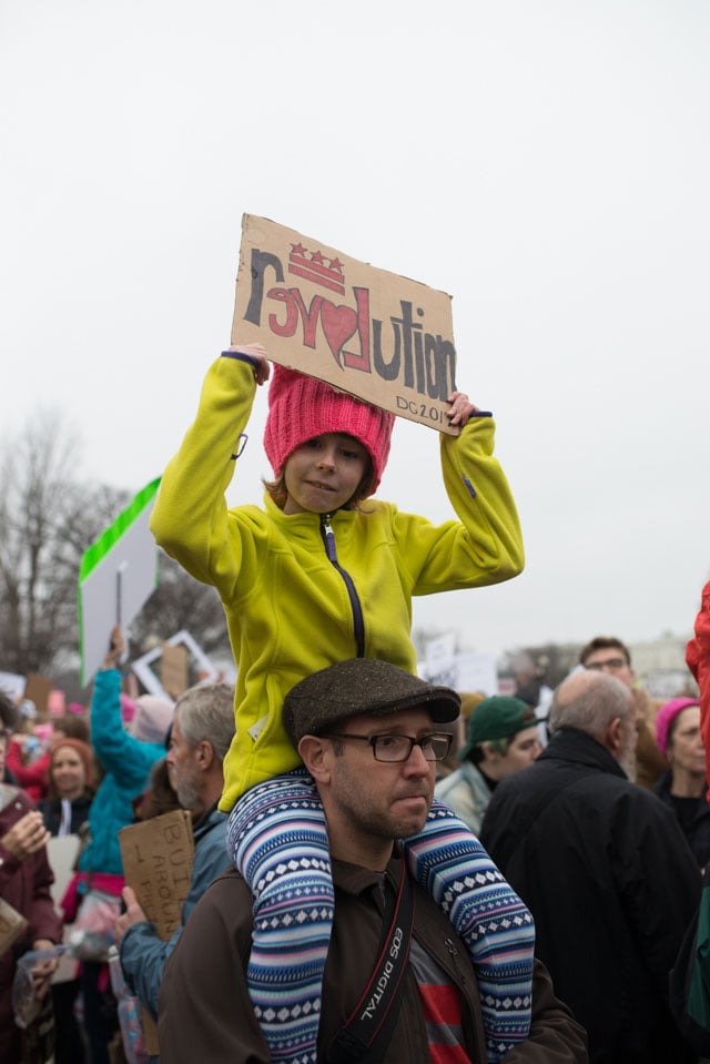 The Women's March was a family affair with kids and adults of all ages taking to the streets of the nations capitol and warning Trump that they weren’t going away. (Photo: Zach Roberts)