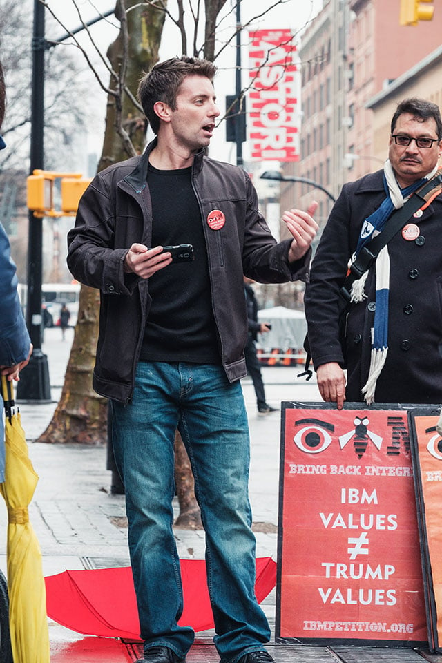 Daniel Hanley speaks at a New York petition delivery event. (Photo: Coworker.org) 