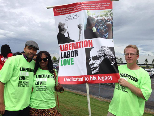 Chokwe Antar Lumumba supports Nissan workers in Canton, Mississippi. (Credit: Chokwe Antar Lumumba)