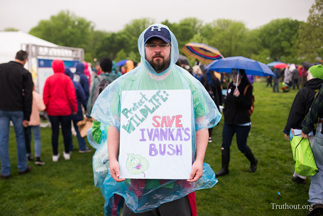 While most of the signs at the climate march were science based, some drifted into politics and crude humor. (Photo: Zach Roberts)