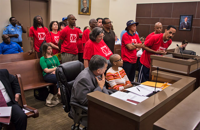 Members of Concerned Citizens of St. John the Baptist Parish at a parish council meeting in LaPlace, Louisiana. (Photo: Julie Dermansky)