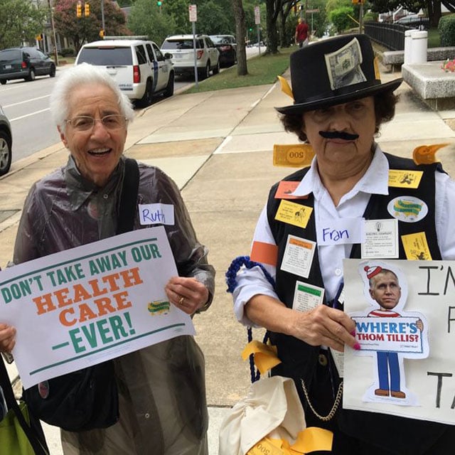 Fran Schindler (right) with fellow Ranging Granny Ruth Zalph. (Photo: David Freeman / WNV)