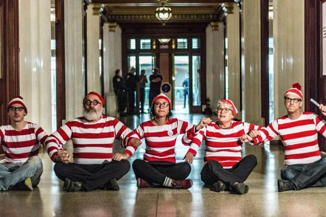 Members of the Pennsylvania-based March on Harrisburg dressed as Where's Waldo. (Photo: David Freeman / WNV)