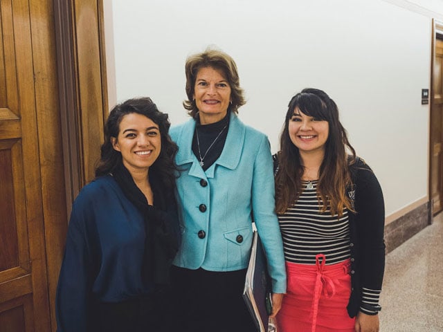 Vote4Dream activists pose with Sen. Lisa Murkowski. (Photo: Diego Lozano, Creative Director at Aliento)