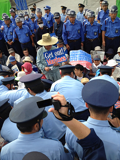 Concerns about safety and noise are among the top reasons many Okinawans are opposed to the construction of a new U.S. Marine Air Base at Henoko in northern Okinawa. The new base is supposed to remove the threat of crashes in crowded southern Okinawa but opponents point to recent crashes near the new base as a reason to cancel the project. (Photo: Jon Letman)