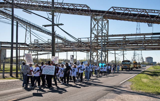 Protest march in Louisiana’s Cancer Alley against Entergy’s proposed gas plant.
