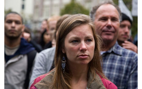 Hundreds of people met in Frank Ogawa Plaza in front of Oakland City Hall to join the nationwide protests started in New York City with Occupy Wall Street.