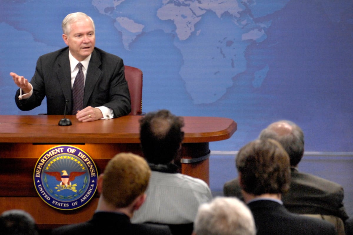 Defense Secretary Robert M. Gates responds to a reporter's question during a press conference at the Pentagon, March 18, 2009.
