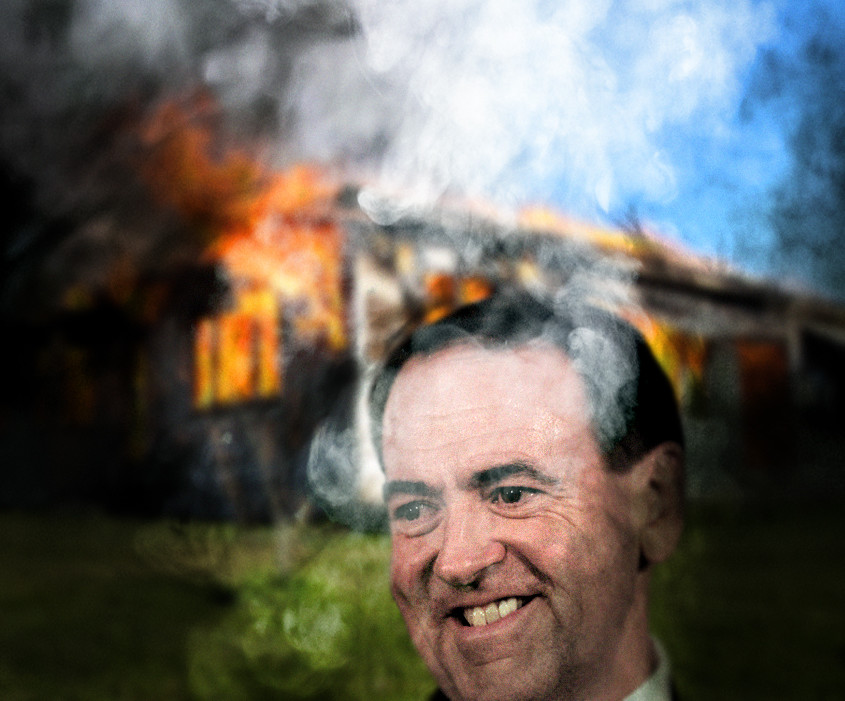 According to Mike Huckabee, people with pre-existing conditions are like houses that have already burned down.