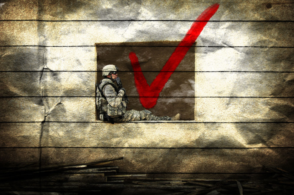 Vote caging soldier