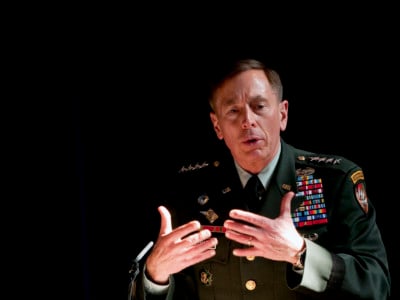 Gen. David H. Petraeus, commander of NATO and International Security Assistance Force troops in Afghanistan, speaks at the Royal United Services Institute in London, March 23, 2011.