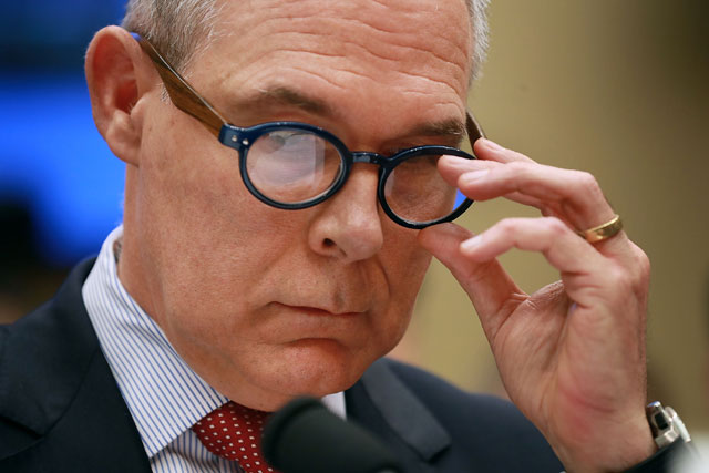 Environmental Protection Agency Administrator Scott Pruitt testifies before the House Energy and Commerce Committee's Environment Subcommittee in the Rayburn House Office Building on Capitol Hill April 26, 2018, in Washington, DC.
