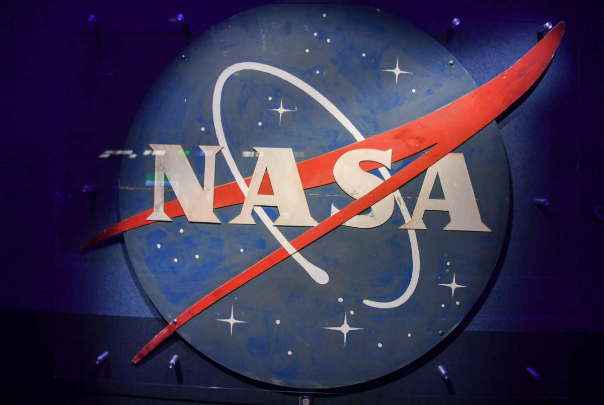 The original NASA sign from 1959, seen on display in the Astronaut Hall of Fame at Kennedy Space Center visitor complex.