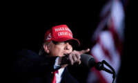 President Trump speaks during a rally at Richard B. Russell Airport in Rome, Georgia, on November 1, 2020.