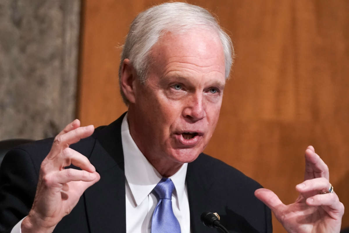 Sen. Ron Johnson speaks during a Senate Homeland Security and Governmental Affairs Committee hearing on December 16, 2020, in Washington, D.C.