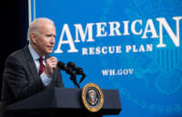 President Biden speaks about the American Rescue Plan in the Eisenhower Executive Office Building in Washington, D.C., on February 22, 2021.