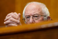 Senate Budget Committee Chairman Sen. Bernie Sanders listens during a hearing on Capitol Hill on February 25, 2021, in Washington, D.C.
