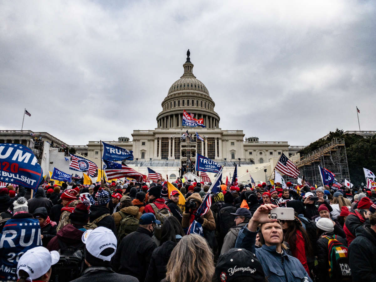 Pro-Trump supporters storm the U.S. Capitol following a rally with President Trump on January 6, 2021, in Washington, D.C.