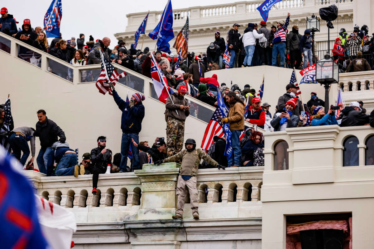 Trump supporters storm the U.S. Capitol following a rally with then-President Trump on January 6, 2021, in Washington, D.C.
