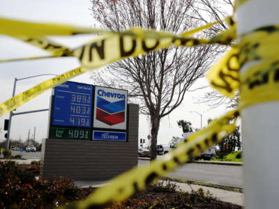 A Chevron gas station is seen on March 3, 2021, in Richmond, California.