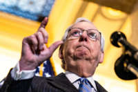 Senate Minority Leader Mitch McConnell holds a press conference following the Senate GOP policy luncheon in the Rayburn Senate Office Building on Capitol Hill on March 2, 2021, in Washington, D.C.