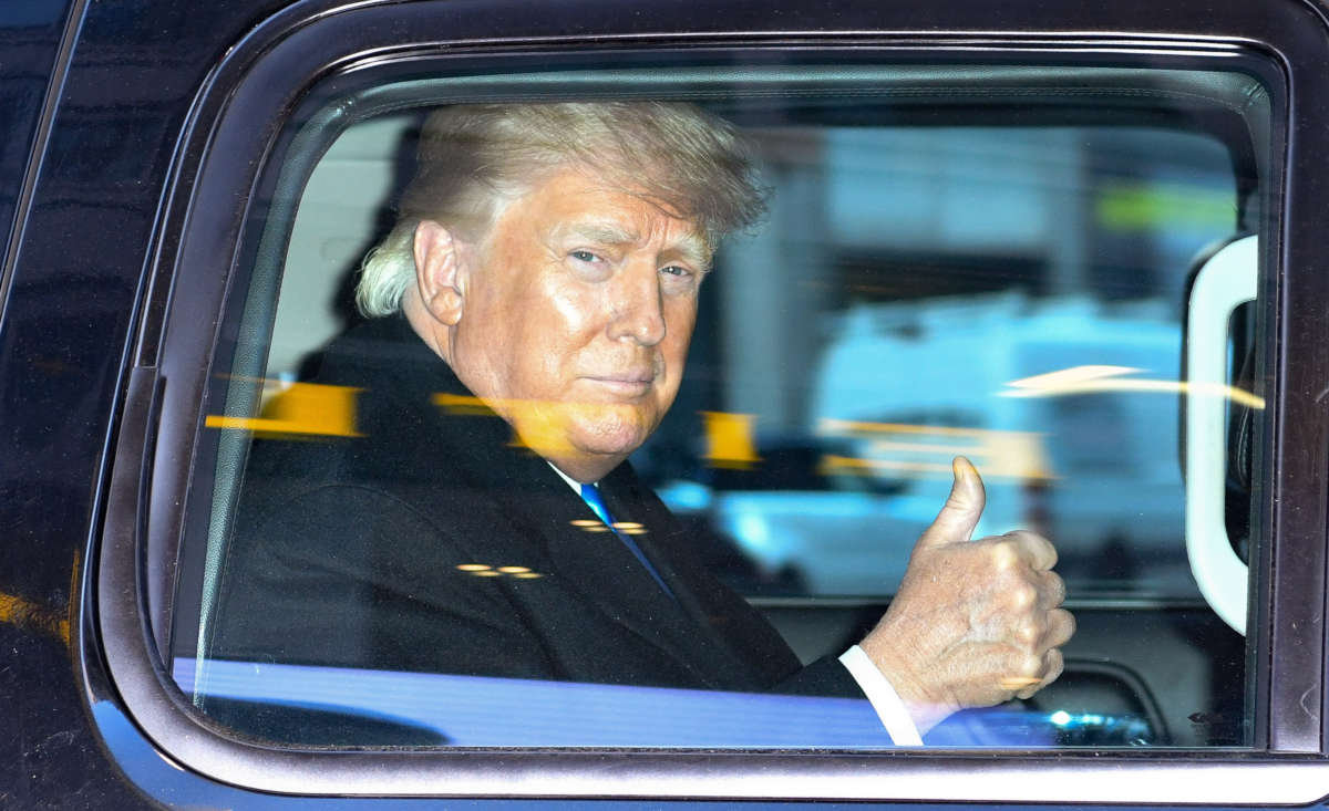 Former President Trump leaves Trump Tower in Manhattan on March 9, 2021. in New York City.