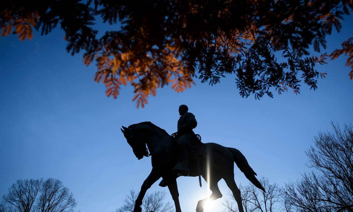 A statue of Confederate General Robert Edward Lee is seen in Market Street Park on November 26, 2018, in Charlottesville, Virginia.