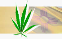 Marijuana leaf over New Mexico flag