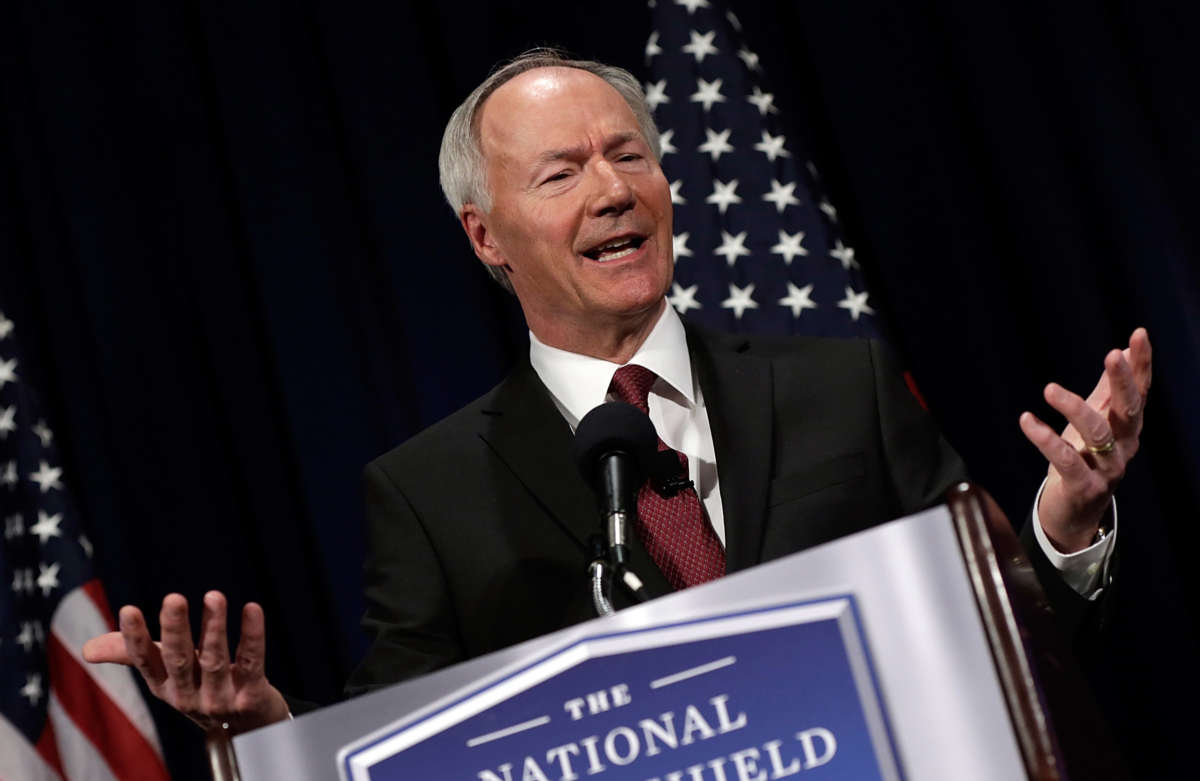 Asa Hutchinson speaks during a press conference on April 2, 2013, at the National Press Club in Washington, D.C.