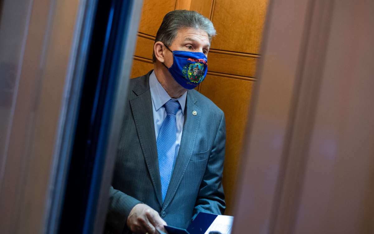 Sen. Joe Manchin is seen during a Senate vote in the Capitol on March 25, 2021.