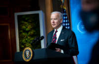 President Joe Biden delivers remarks during a virtual Leaders Summit on Climate with 40 world leaders at the East Room of the White House on April 22, 2021, in Washington, D.C.