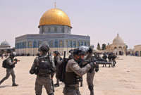 Israeli security forces are pictured at Jerusalem's Al Aqsa mosque compound, the third holiest site of Islam, on May 21, 2021.