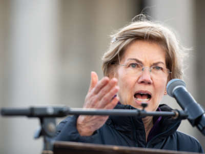 Sen. Elizabeth Warren speaks to the crowd during the King Day at the Dome rally on January 20, 2020, in Columbia, South Carolina.