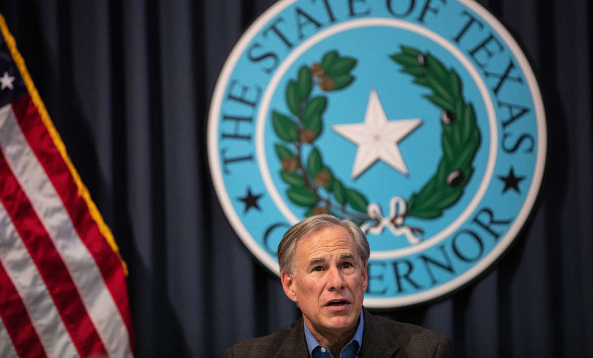 Texas Gov. Greg Abbott speaks during a border security briefing at the Texas State Capitol on July 10, 2021, in Austin, Texas.