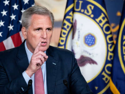 House Minority Leader Kevin McCarthy speaks during his news conference on July 21, 2021.