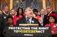 Richard Trumka, President of the American Federation of Labor and Congress of Industrial Organizations, speaks during a press conference advocating for the passage of the Protecting the Right to Organize (PRO) Act in the House of Representatives on Capitol Hill on February 5, 2020, in Washington, D.C.
