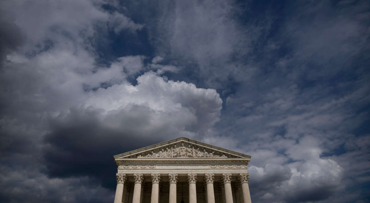 Clouds are seen above the U.S. Supreme Court building on May 17, 2021, in Washington, D.C.