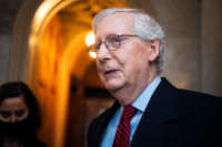 Senate Minority Leader Mitch McConnell is seen during a senate vote in the U.S. Capitol on September 22, 2021.