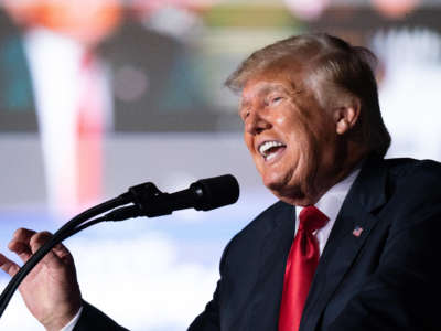 Former President Donald Trump speaks at a rally on September 25, 2021, in Perry, Georgia.